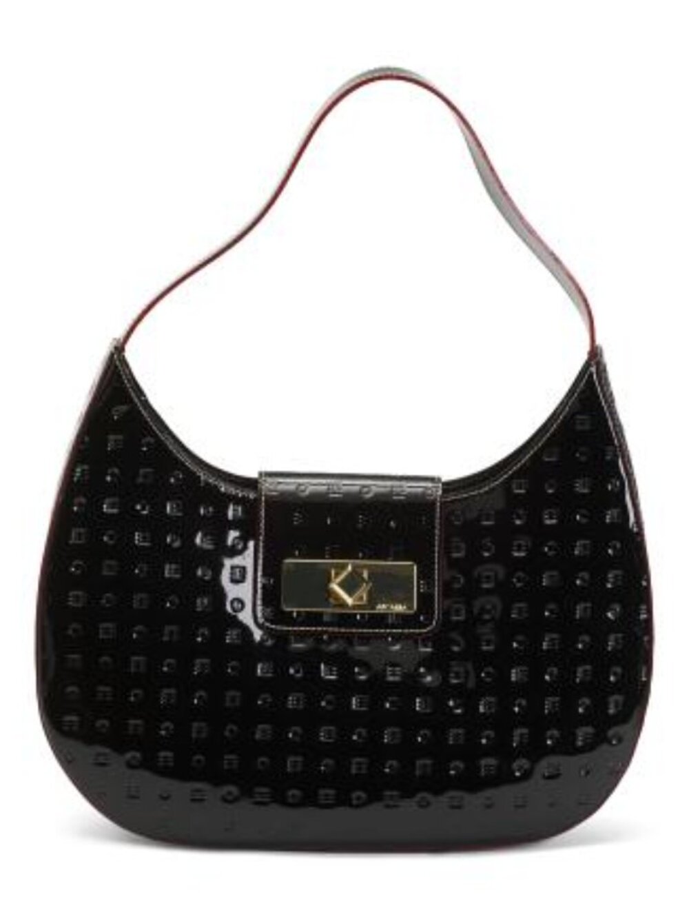 ARCADIA Made In Italy Patent Leather Shoulder Bag Large Tab Hardware